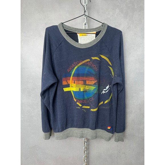 Aviator Nation Graphic Sweatshirt Crew Neck Pullover Colorful‎ Logo M - Picture 1 of 9